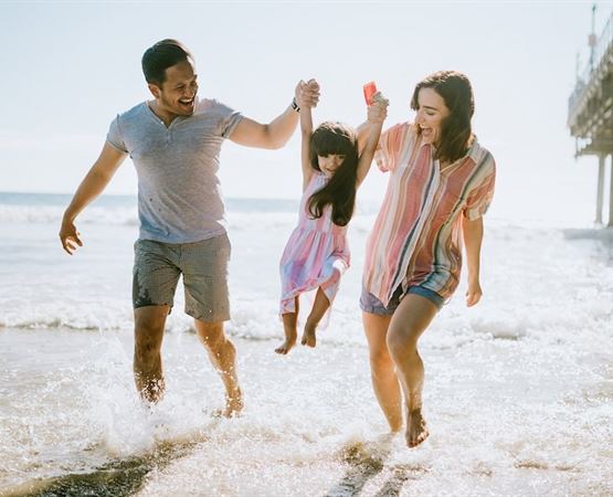 Family at Santa Monica Beach