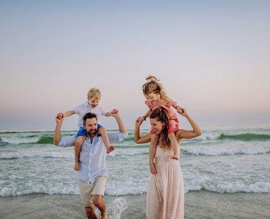 family on the beach