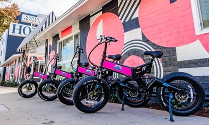 E-bikes parked at Santa Monica Hotel